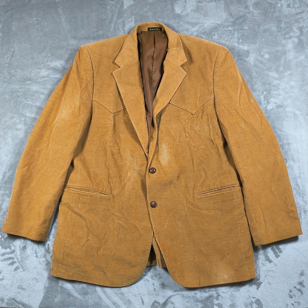 Vintage Circle S Blazer Mens 48 Long Brown Corduroy Elbow Patches Cowboy Western